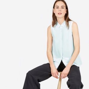 Everlane Silk Sleeveless Square Shirt in Mint Sz 0